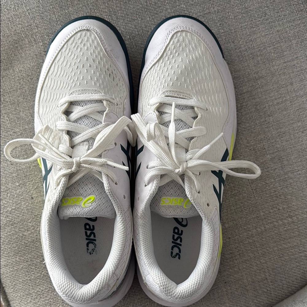 Asics White and Neon Green Athletic Shoes
